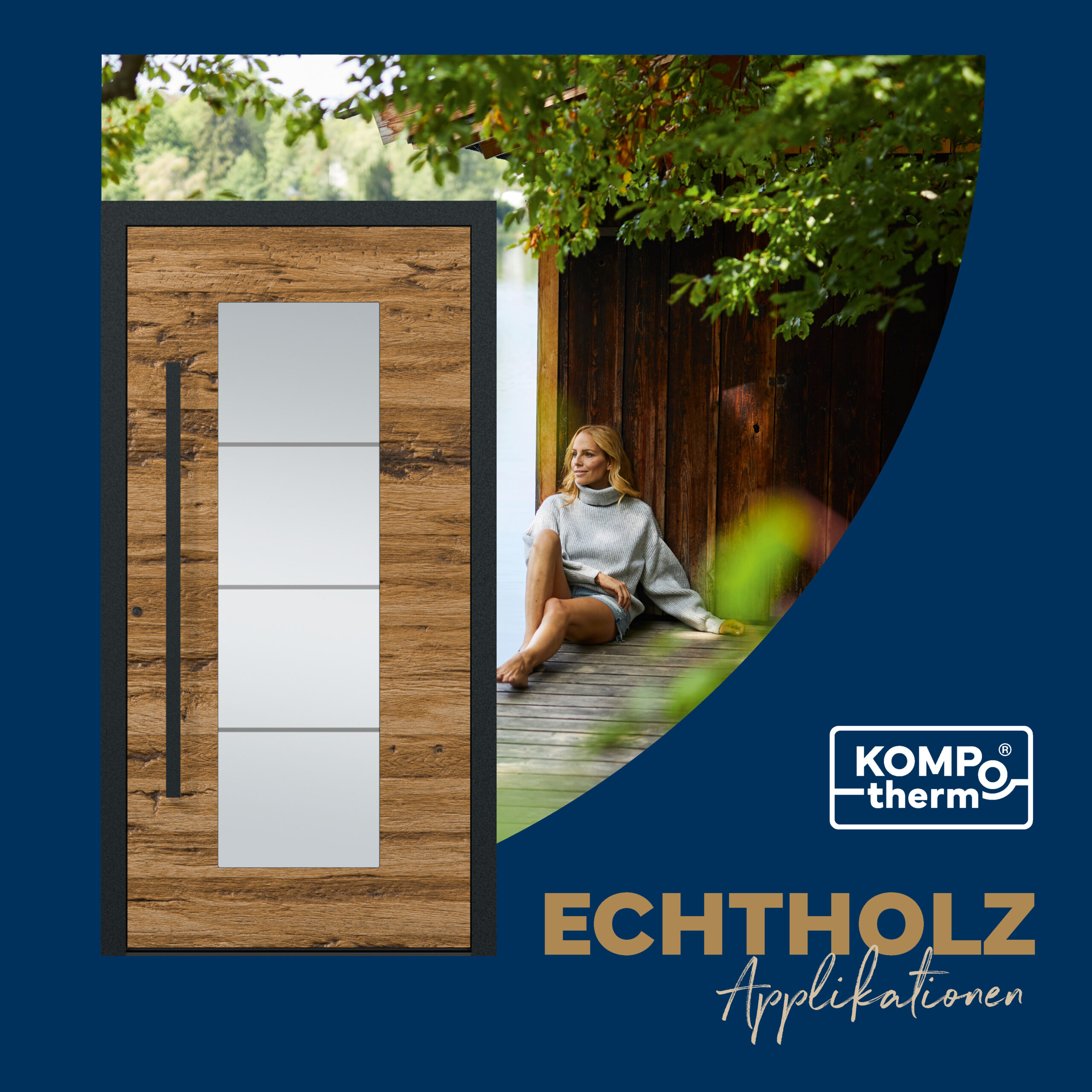 Haustür mit Echtholzoberfläche